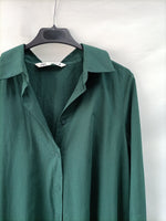 ZARA. Vestido verde plisado T.m