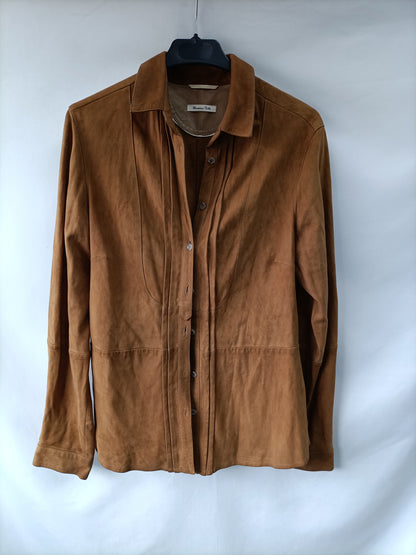 MASSIMO DUTTI. Sobrecamisa piel T.m (tara)