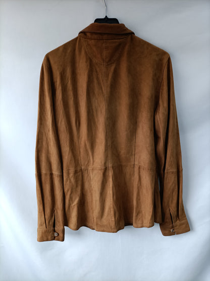 MASSIMO DUTTI. Sobrecamisa piel T.m (tara)