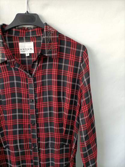 ANDAM. Vestido largo cuadros T.38