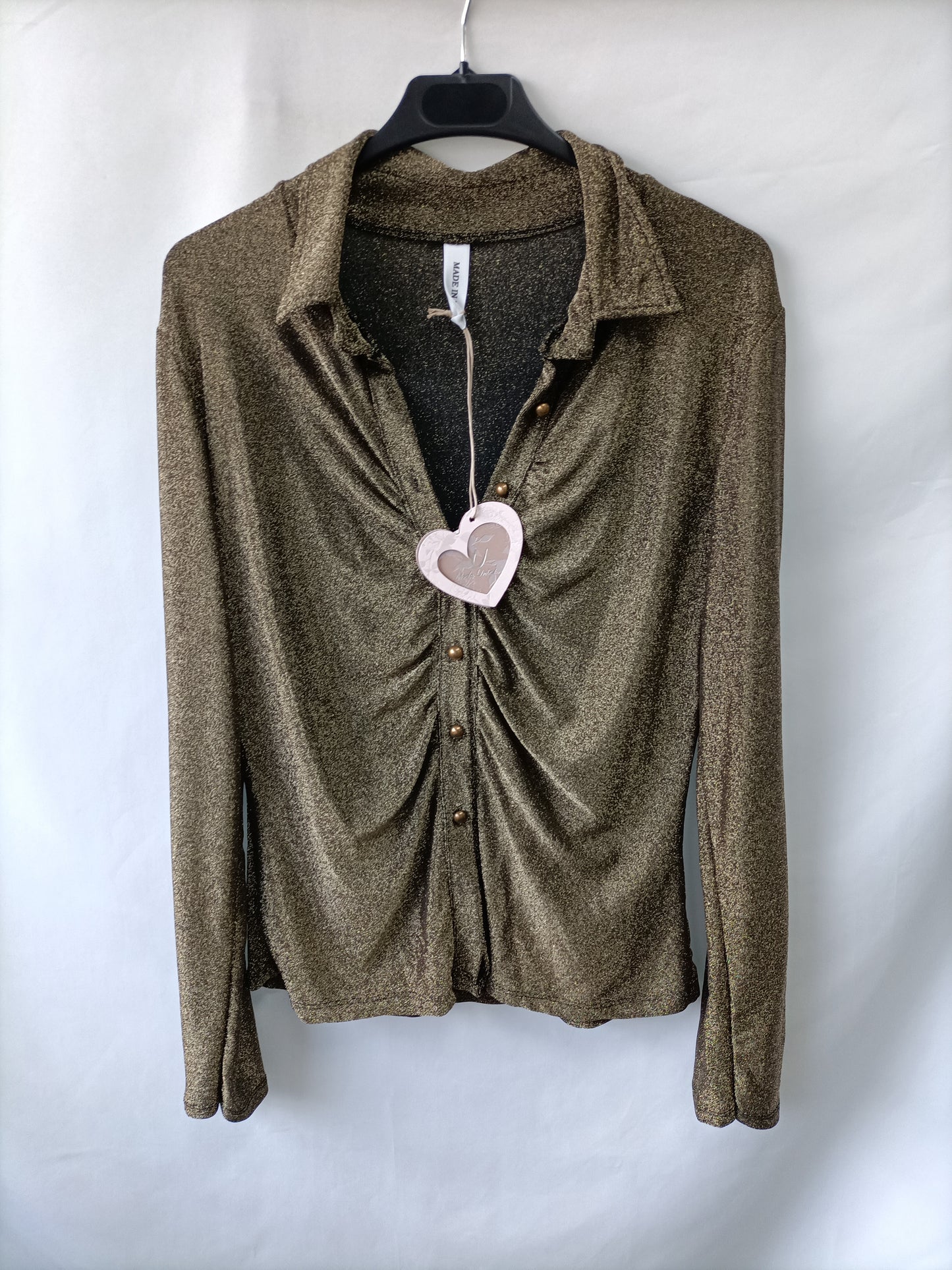 MODA ÚNICA. Top dorado Fruncido T.u(s)