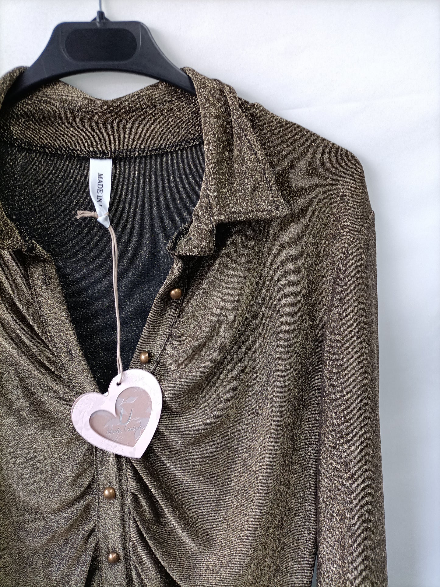 MODA ÚNICA. Top dorado Fruncido T.u(s)