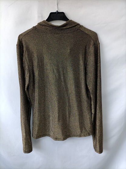 MODA ÚNICA. Top dorado Fruncido T.u(s)