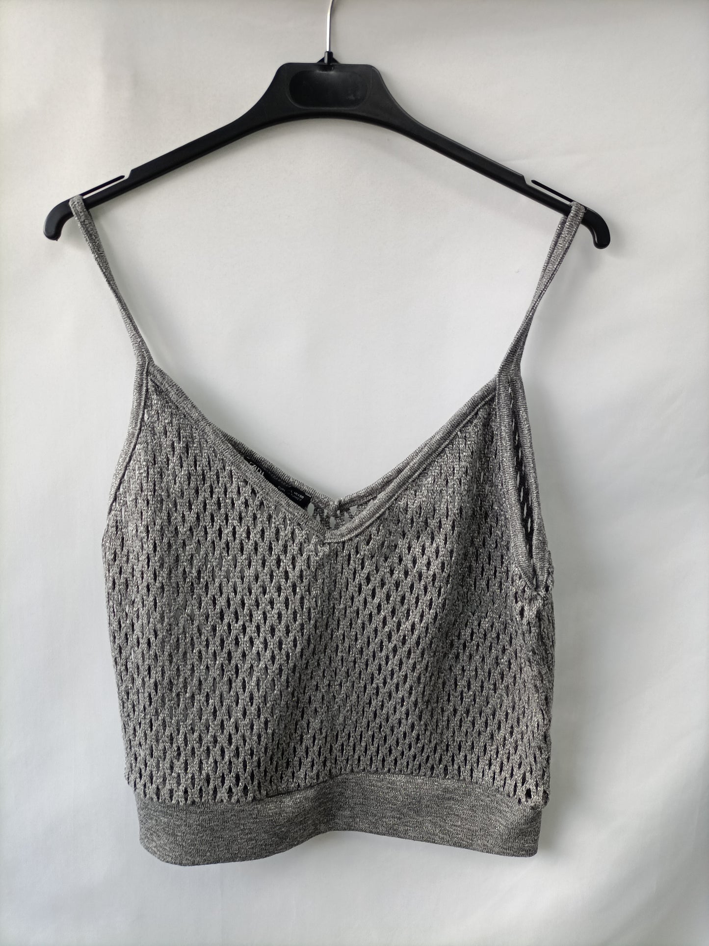 ZARA. Top punto gris T.l