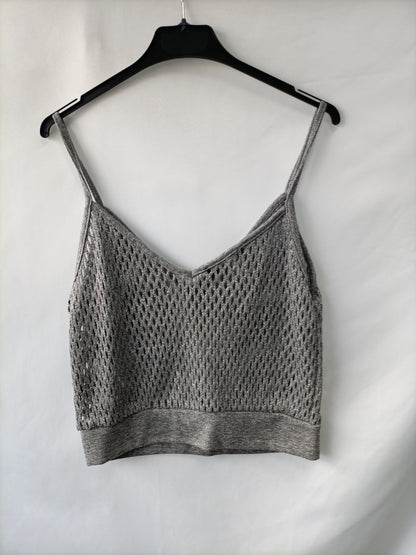 ZARA. Top punto gris T.l