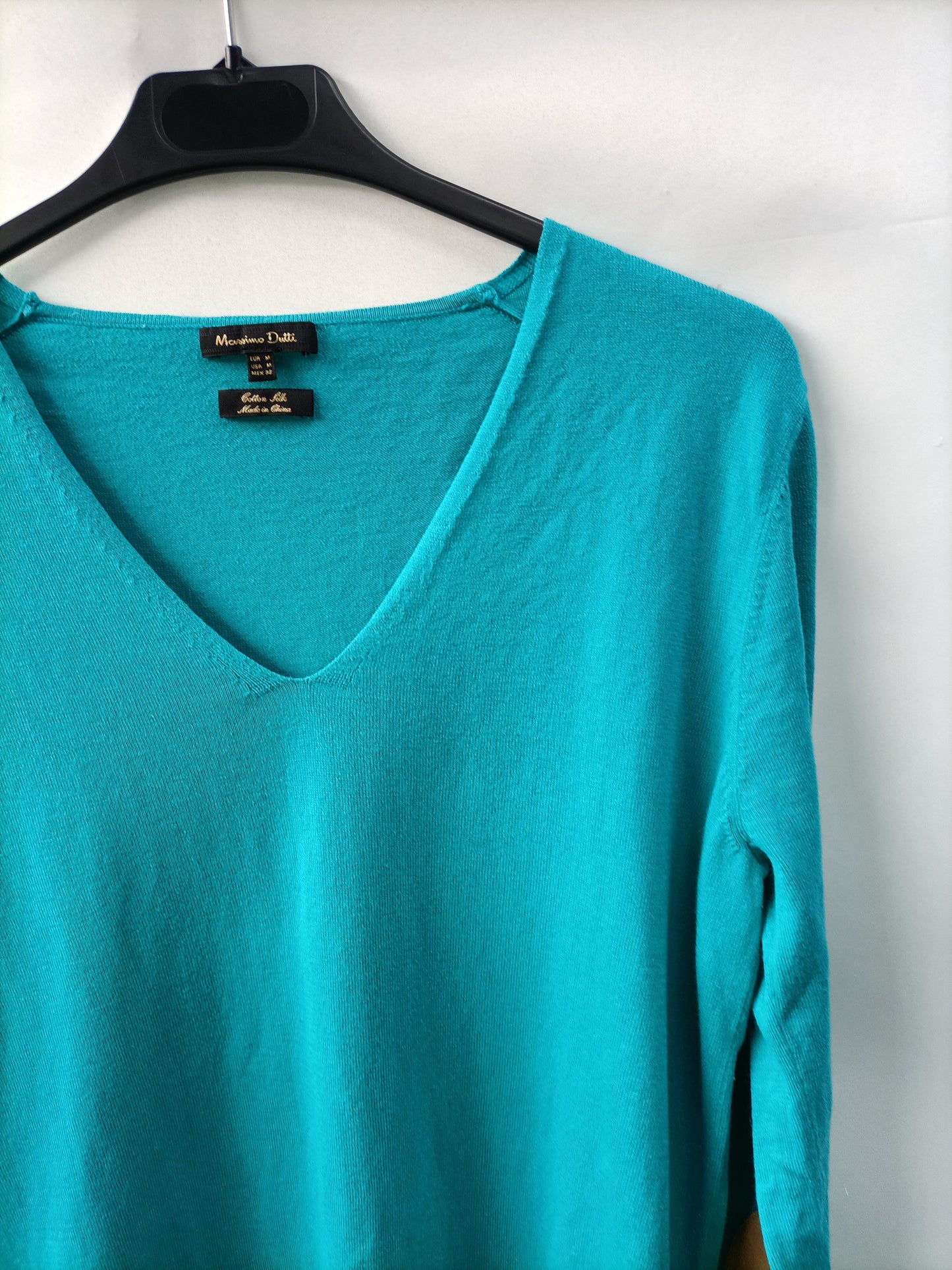 MASSIMO DUTTI. Jersey turquesa coderas T.m