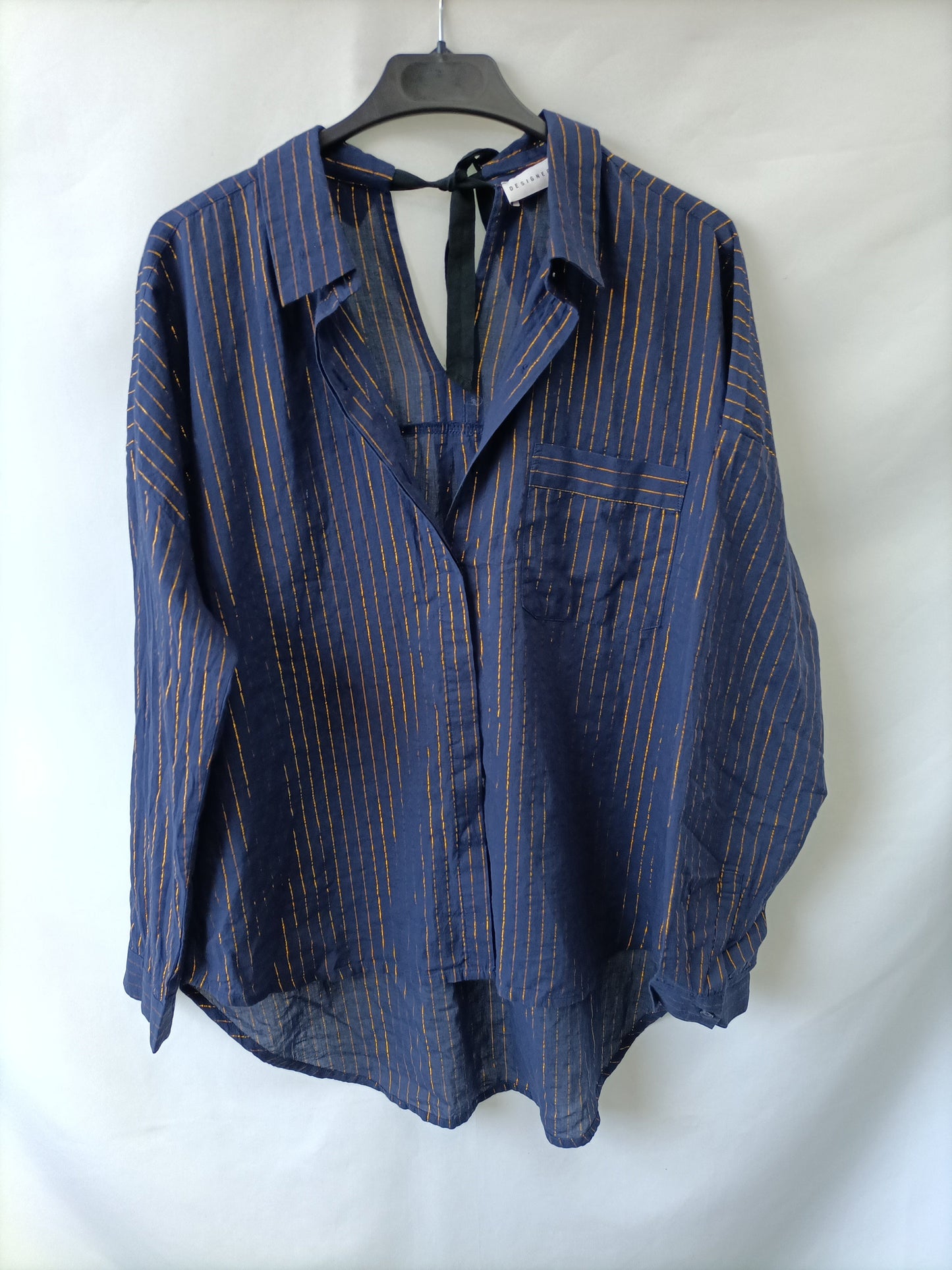 DESIGNER SOCIETY. Blusa azul rayas T.s