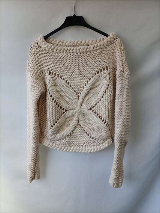 SUPERDRY. Jersey punto gordo beige T.s