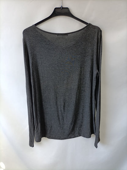 MANGO. Camiseta fino gris oscuro T.l