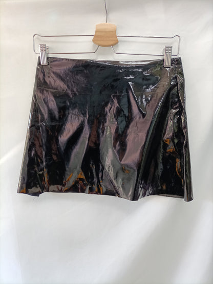 PULL&amp;BEAR. Black vinyl Ts mini skirt