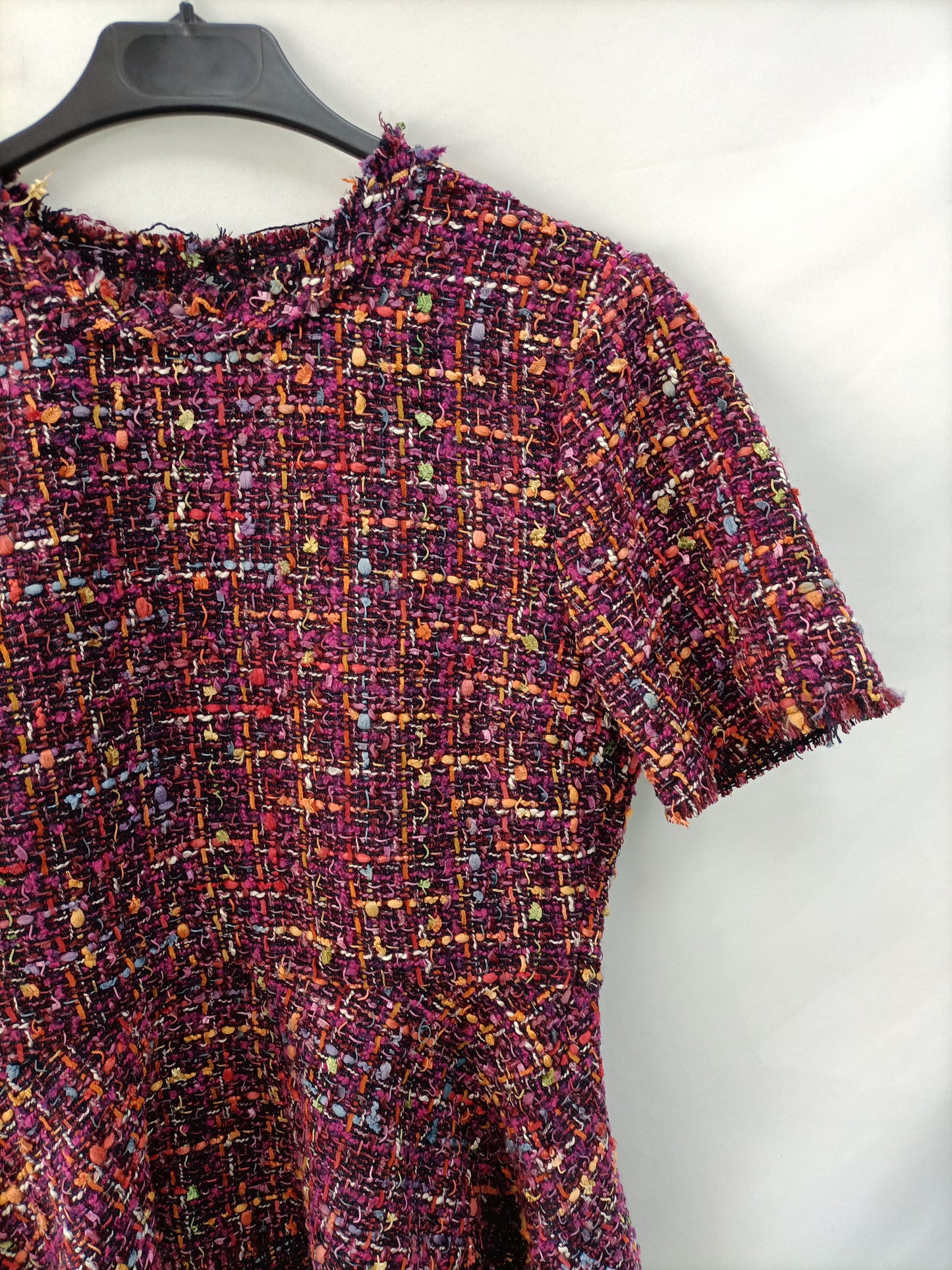ZARA.Top tweed colores volantes T.xs
