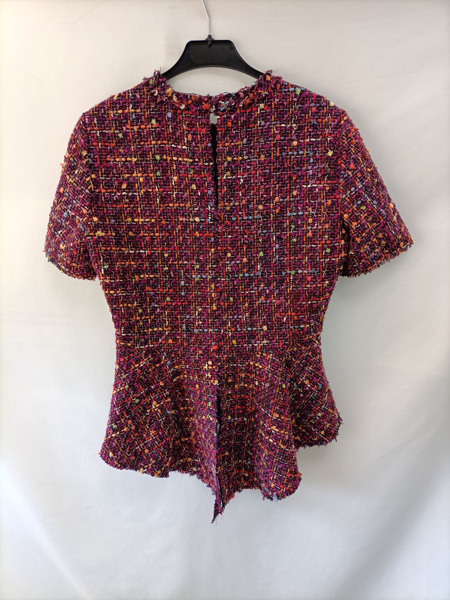 ZARA.Top tweed colores volantes T.xs