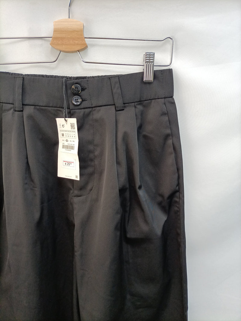 ZARA.Pantalones culottes negro T.m