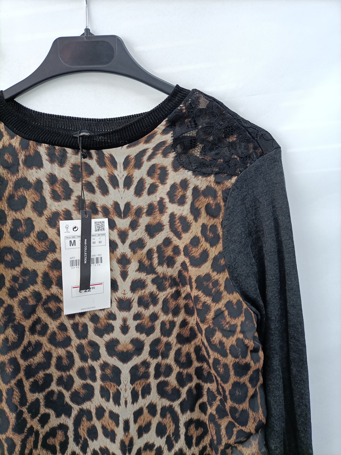 ZARA. Double textured animal print T-shirt Tm