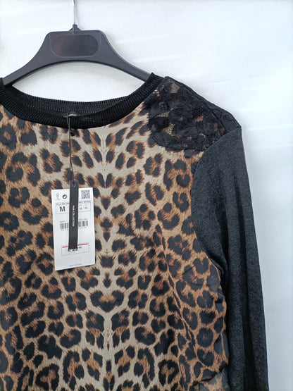 ZARA. Double textured animal print T-shirt Tm
