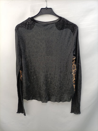 ZARA. Double textured animal print T-shirt Tm