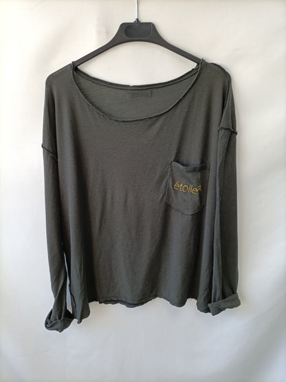 THE HIP TEE.Camiseta verde oscuro manga larga TU