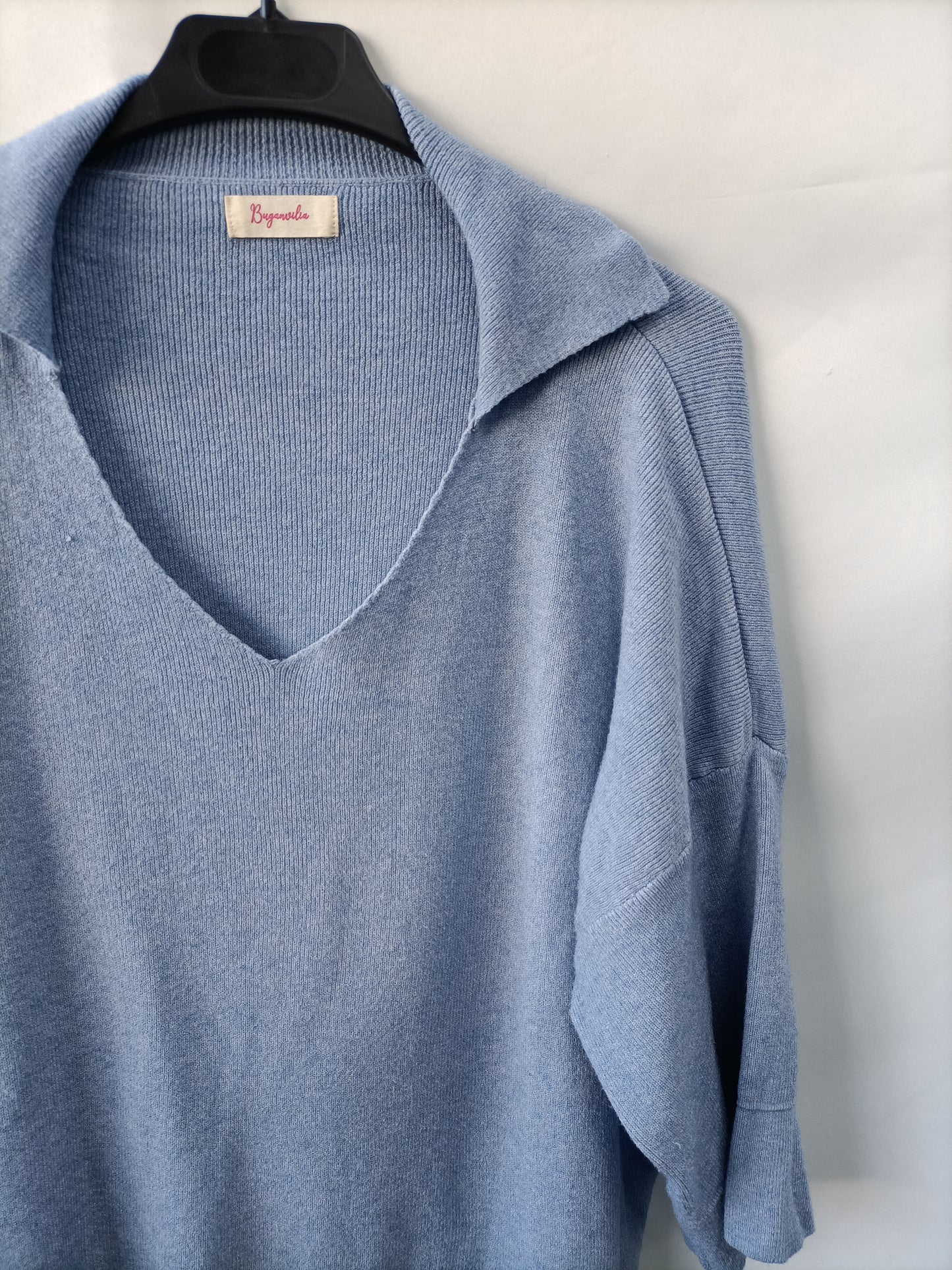 BUGANVILIA. Jersey azul polero T.u(m)