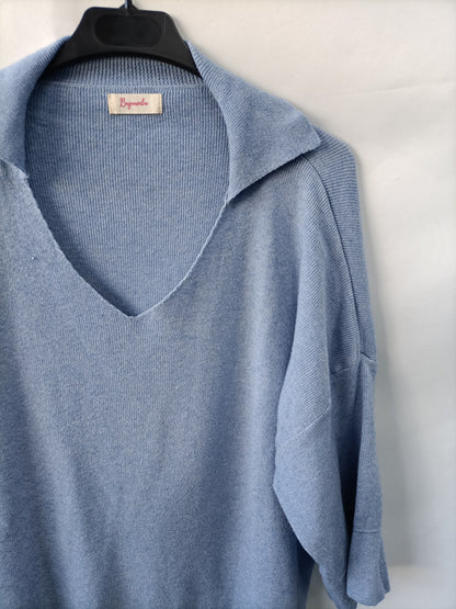 BUGANVILIA. Jersey azul polero T.u(m)