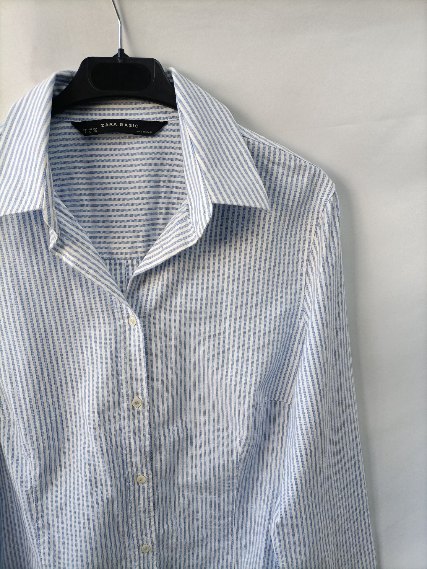 ZARA. Camisa rayas oxford T.l