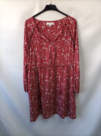 CORTEFIEL. Vestido rojo flores T.m