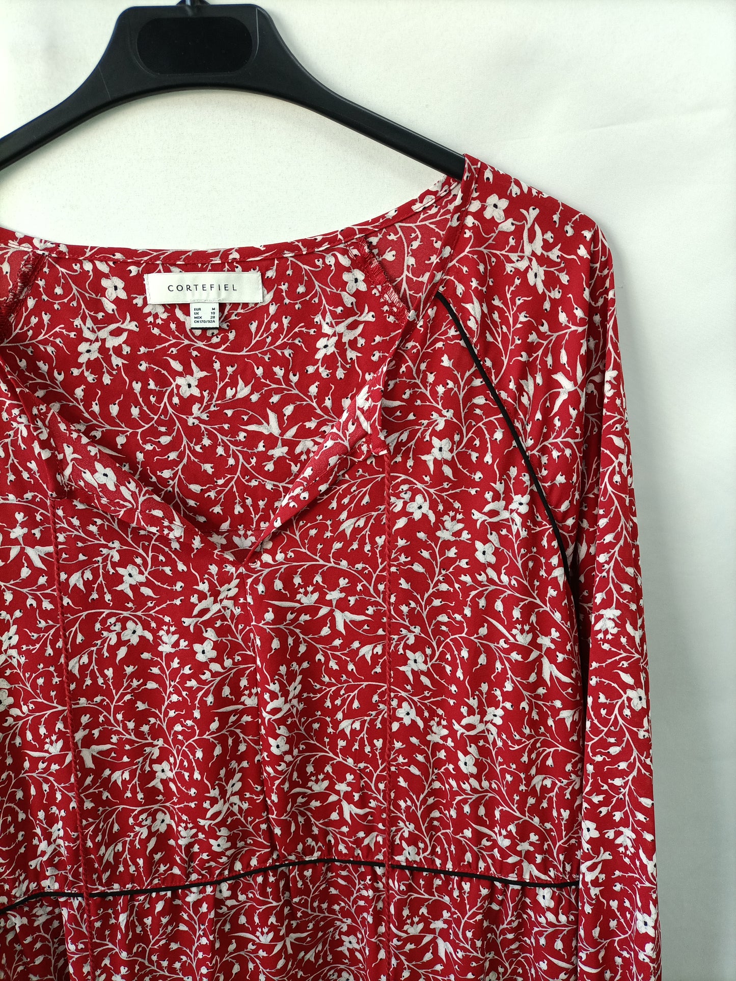 CORTEFIEL. Vestido rojo flores T.m