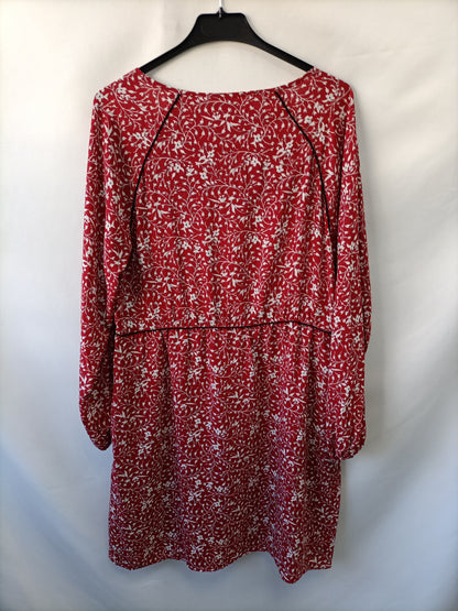 CORTEFIEL. Vestido rojo flores T.m