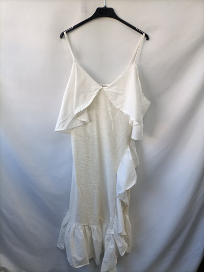 ZARA. Vestido blanco textura T.l