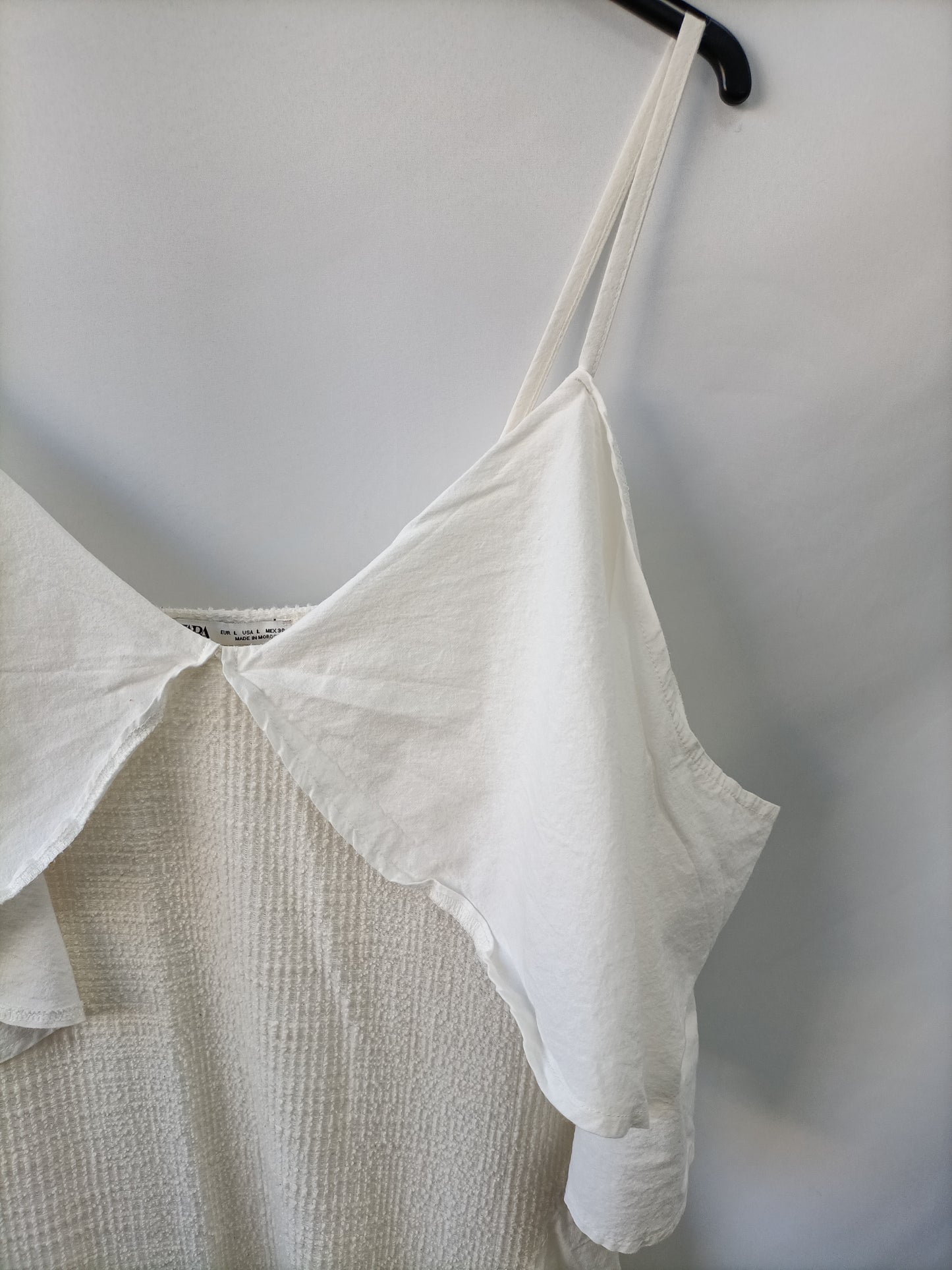 ZARA. Vestido blanco textura T.l