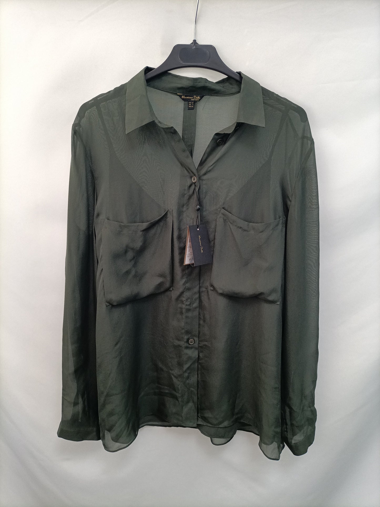 MASSIMO DUTTI. Blusa verde forro T.40