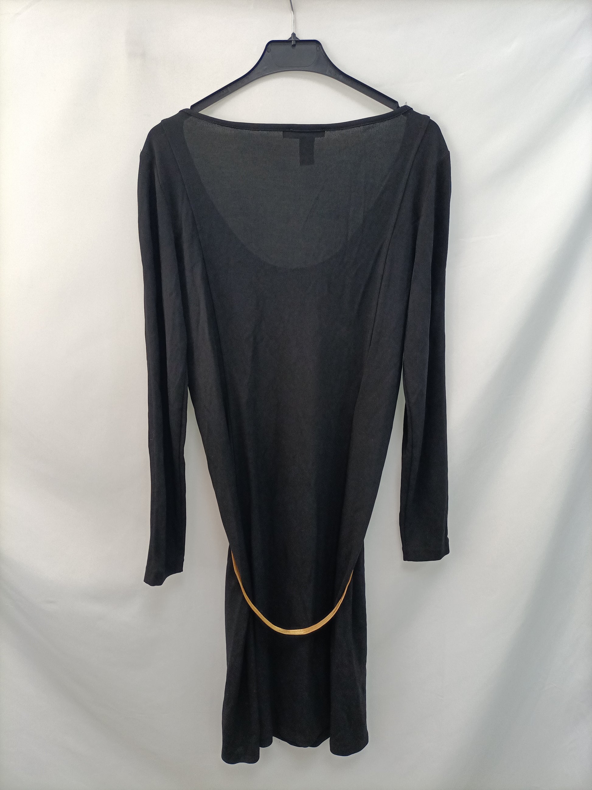 dkny black and gold dress DKNY Petite Women's Size 8P Black/Gold Puffed-Sleeve Brocade-Texture Mini Dress