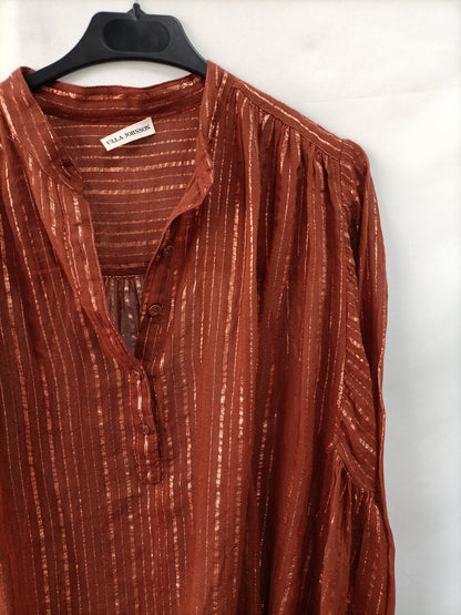 ULLA JOHNSON. Oversized striped blouse T.2 (m)