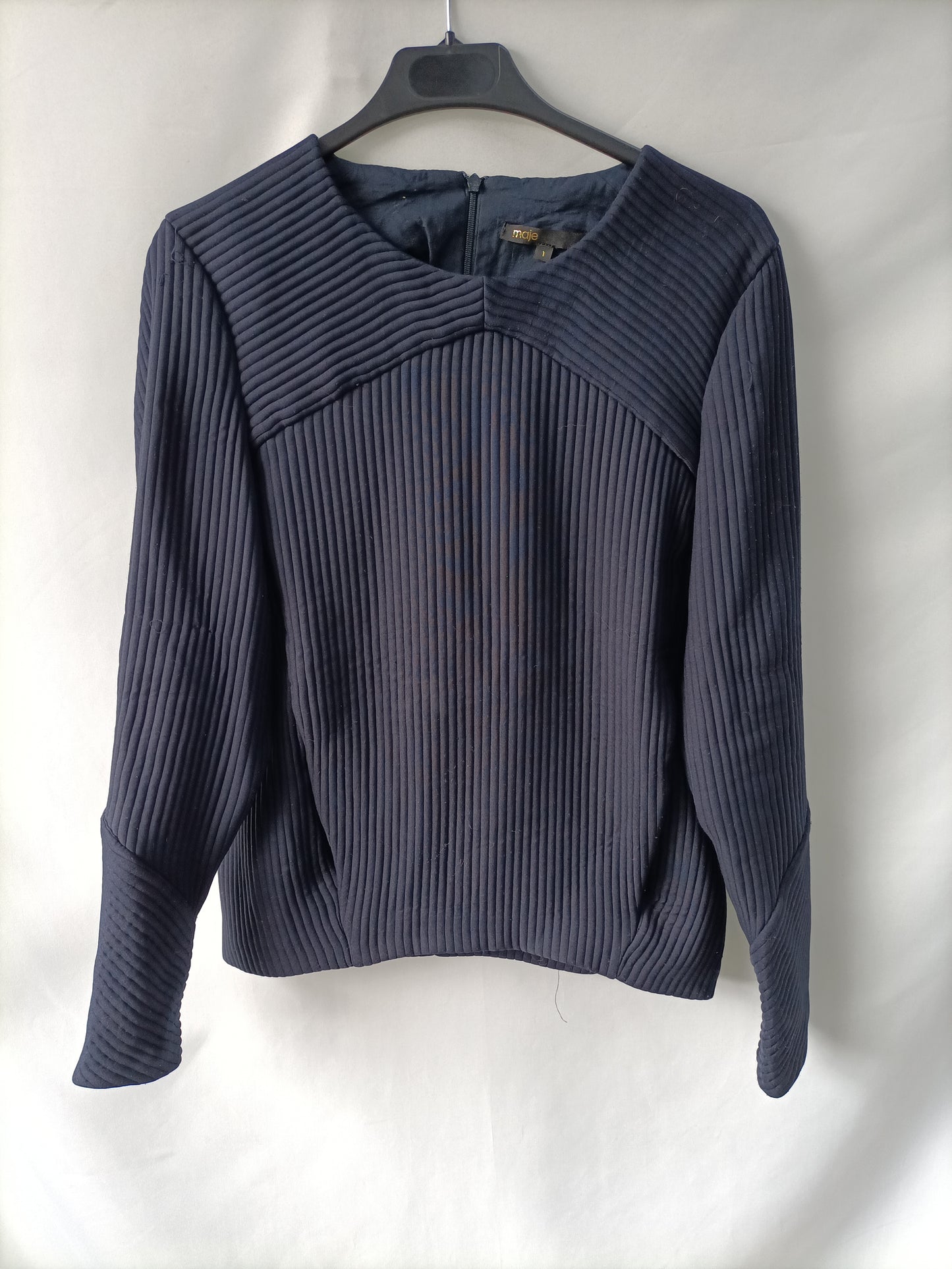 MAJE. Blue ribbed top S.1(s)