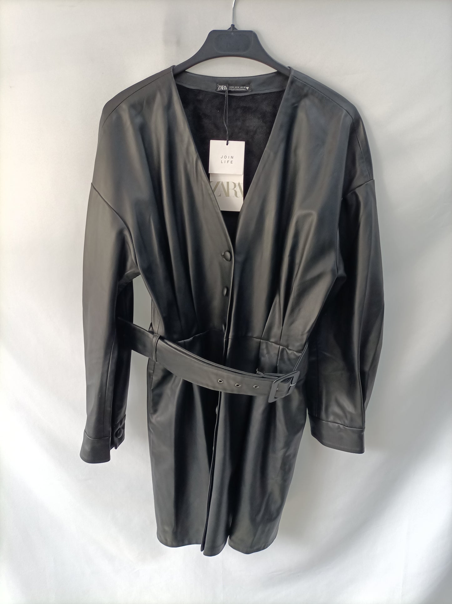 ZARA. Black leather effect dress Tm