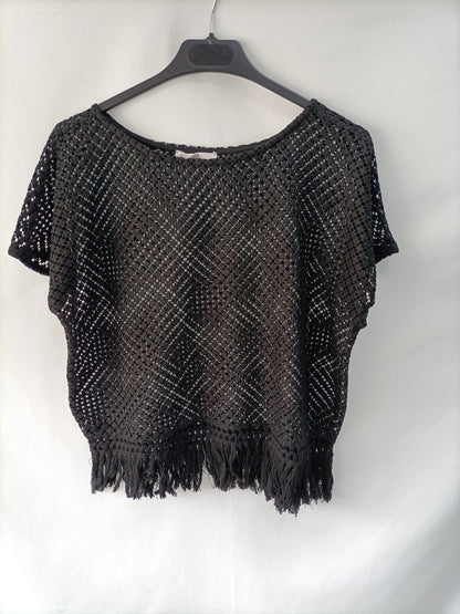 MANGO. Black knit top Ts