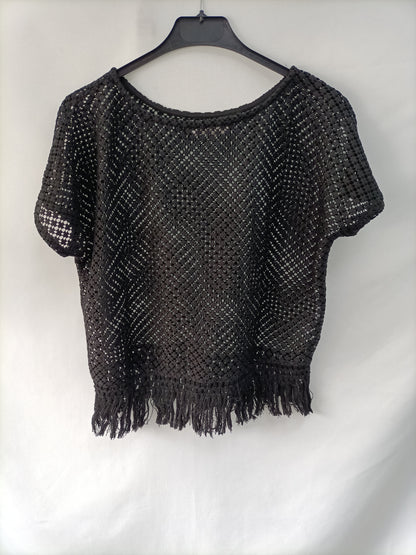 MANGO. Black knit top Ts