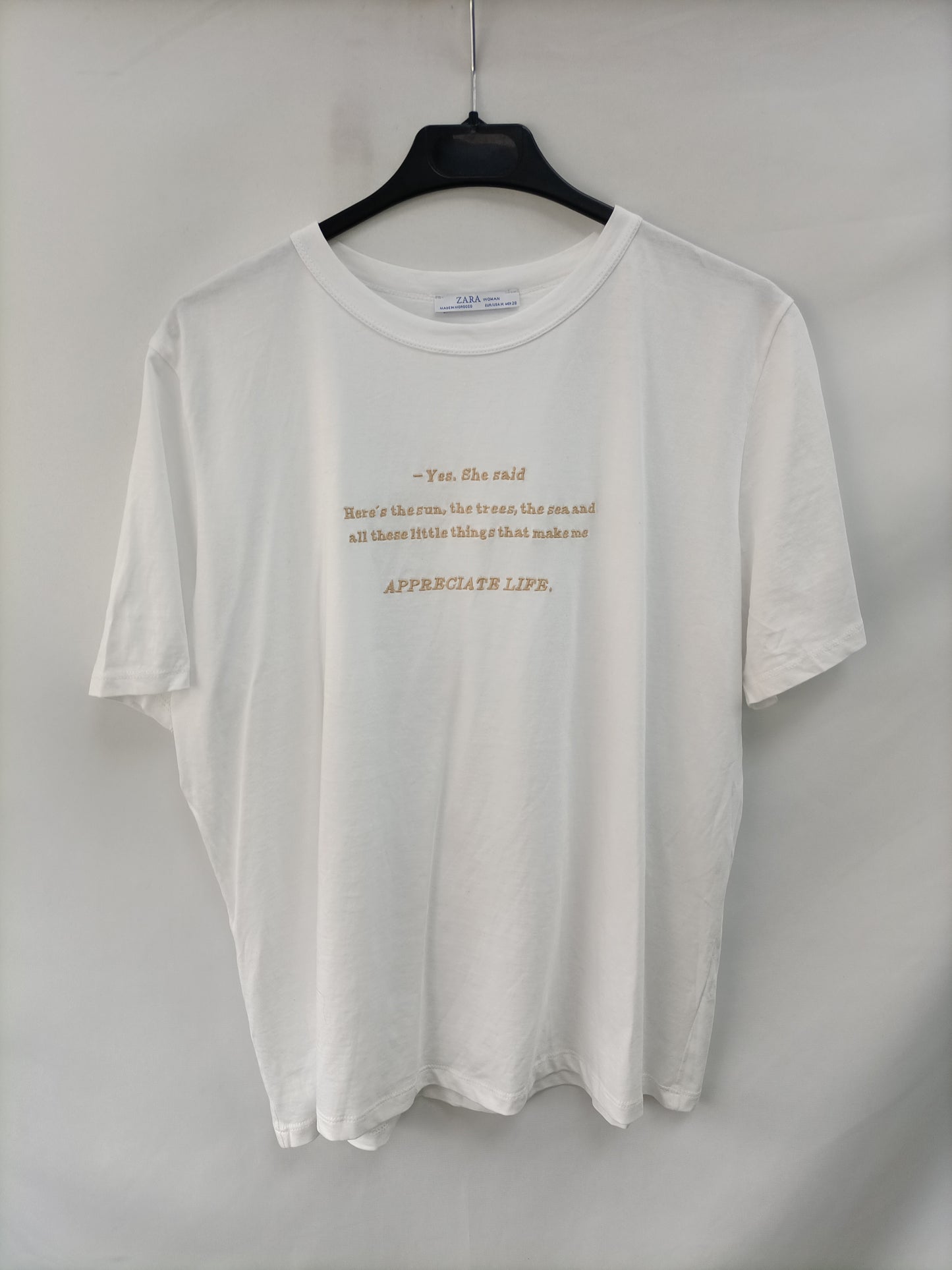 ZARA. White T-shirt with TM letters