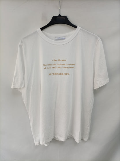 ZARA. White T-shirt with TM letters