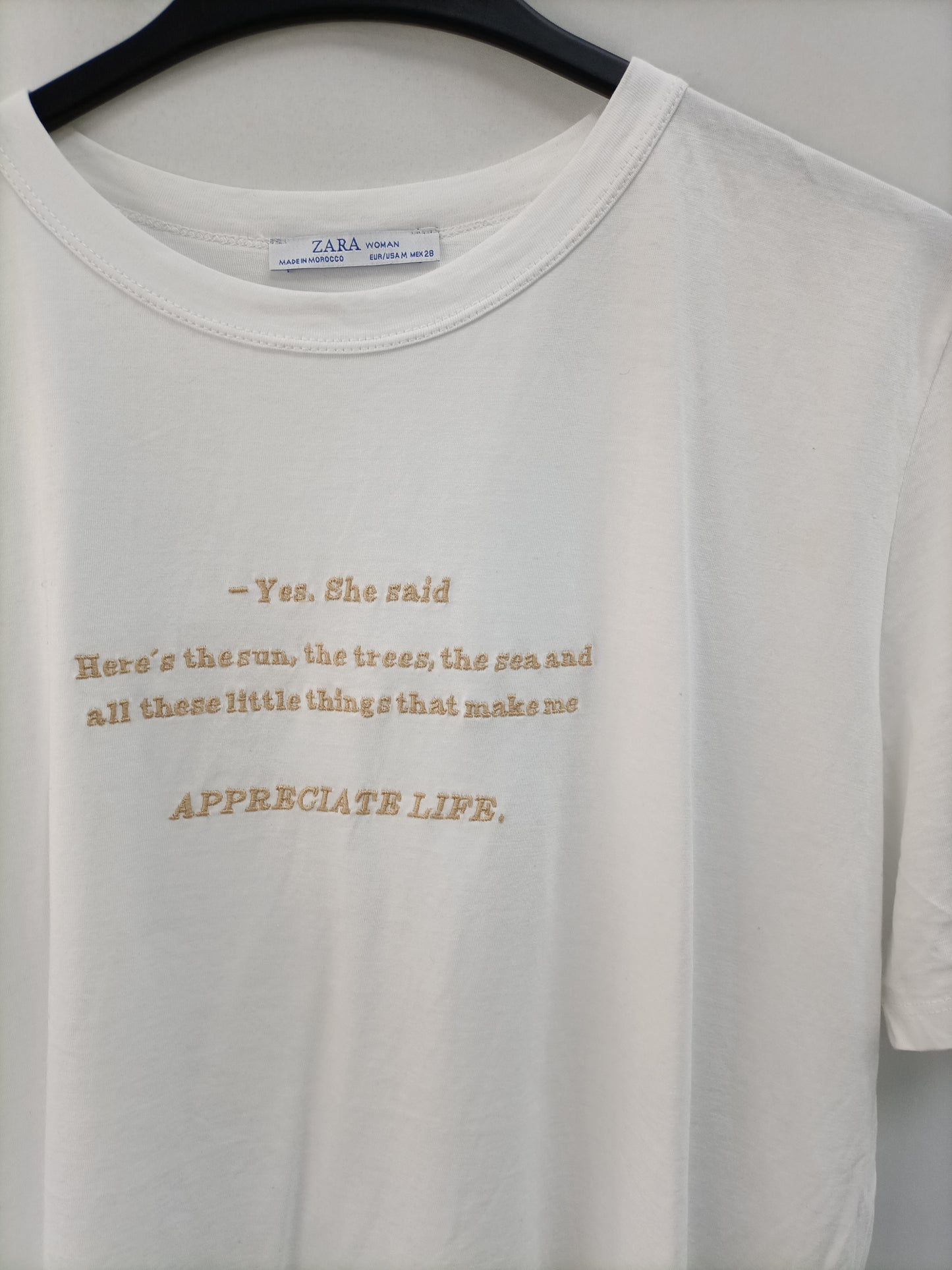 ZARA. White T-shirt with TM letters