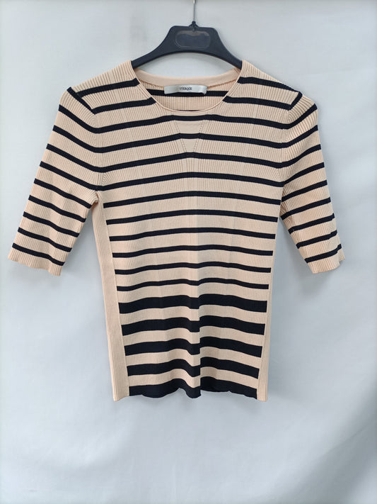 UTERQÜE. Top punto rayas T.s