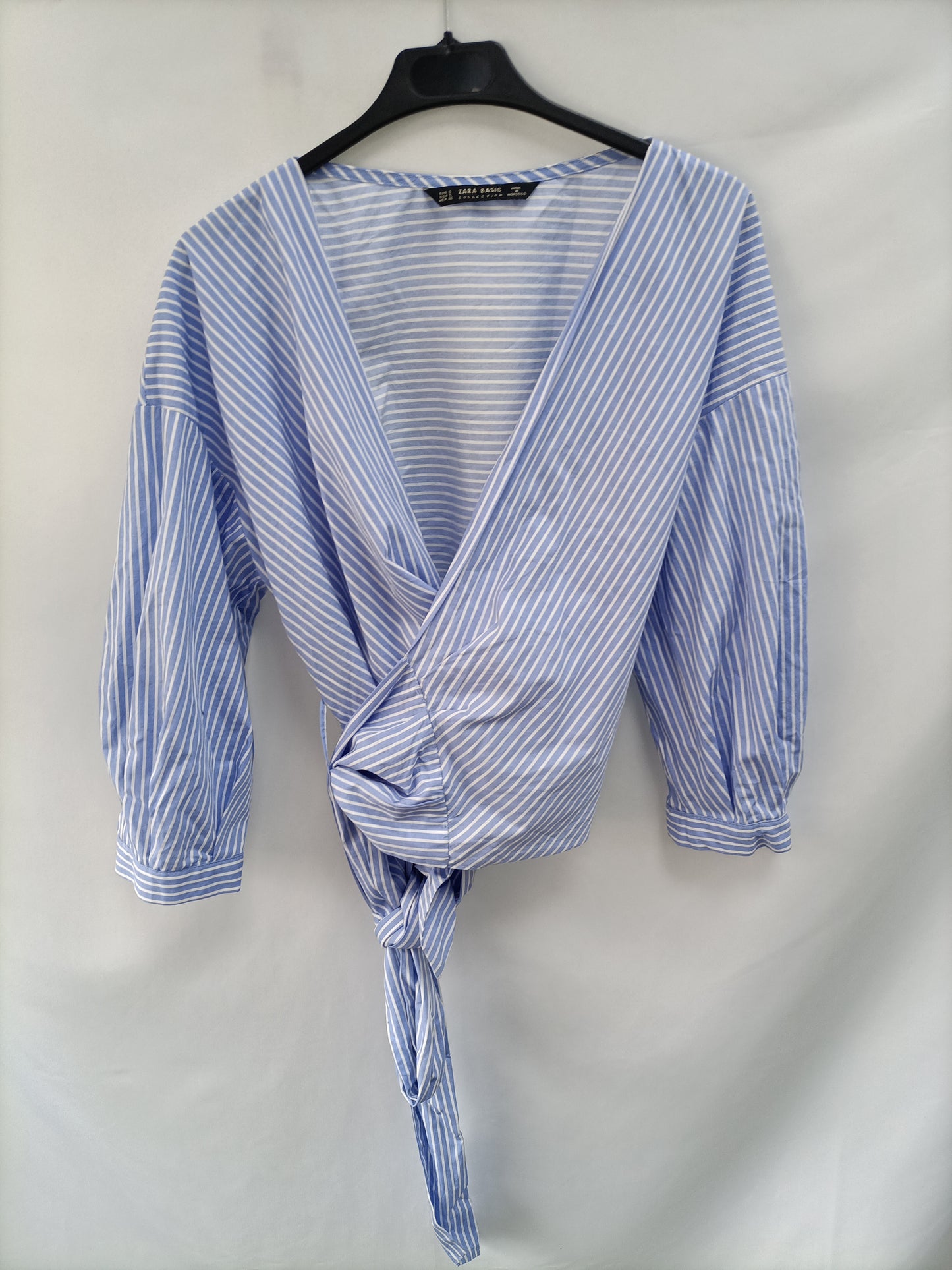 ZARA. Striped wrap blouse T.s