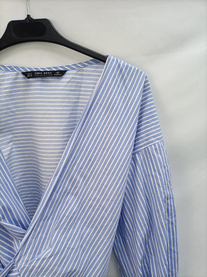 ZARA. Striped wrap blouse T.s
