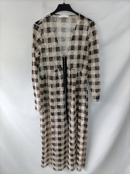 ZARA. Vestido encaje cuadros T.m