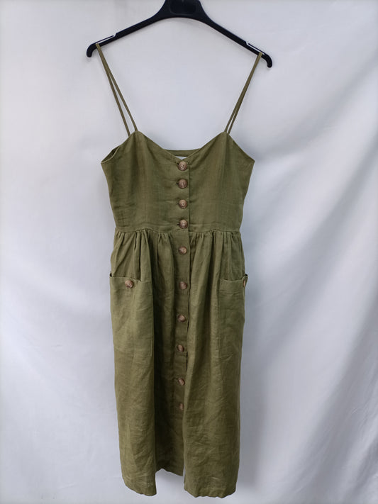 MANGO. Green Ts midi dress