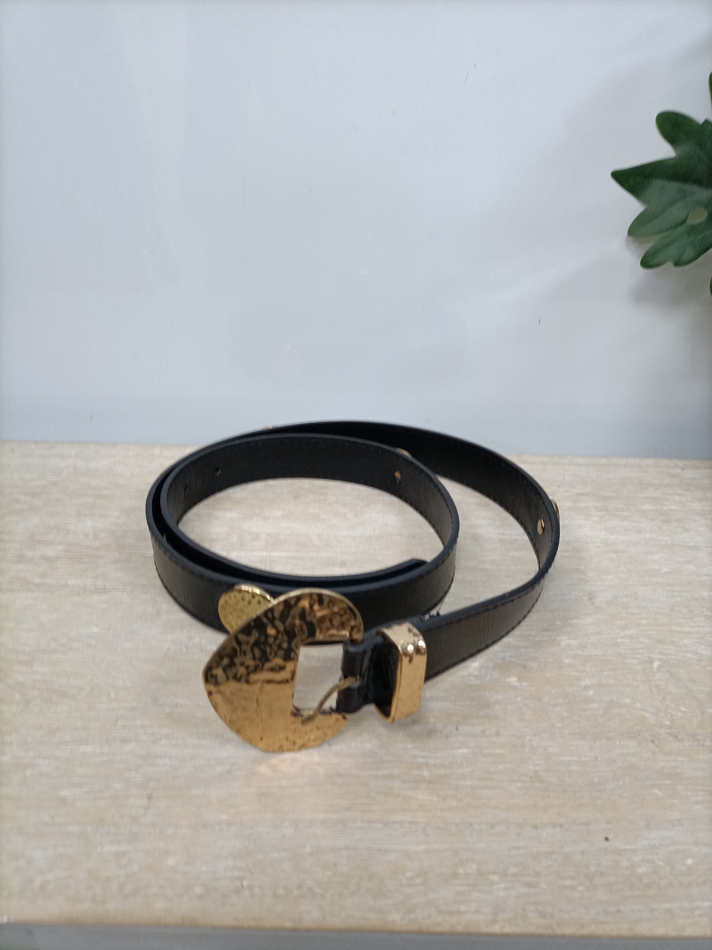 MANGO. Black studded belt TM