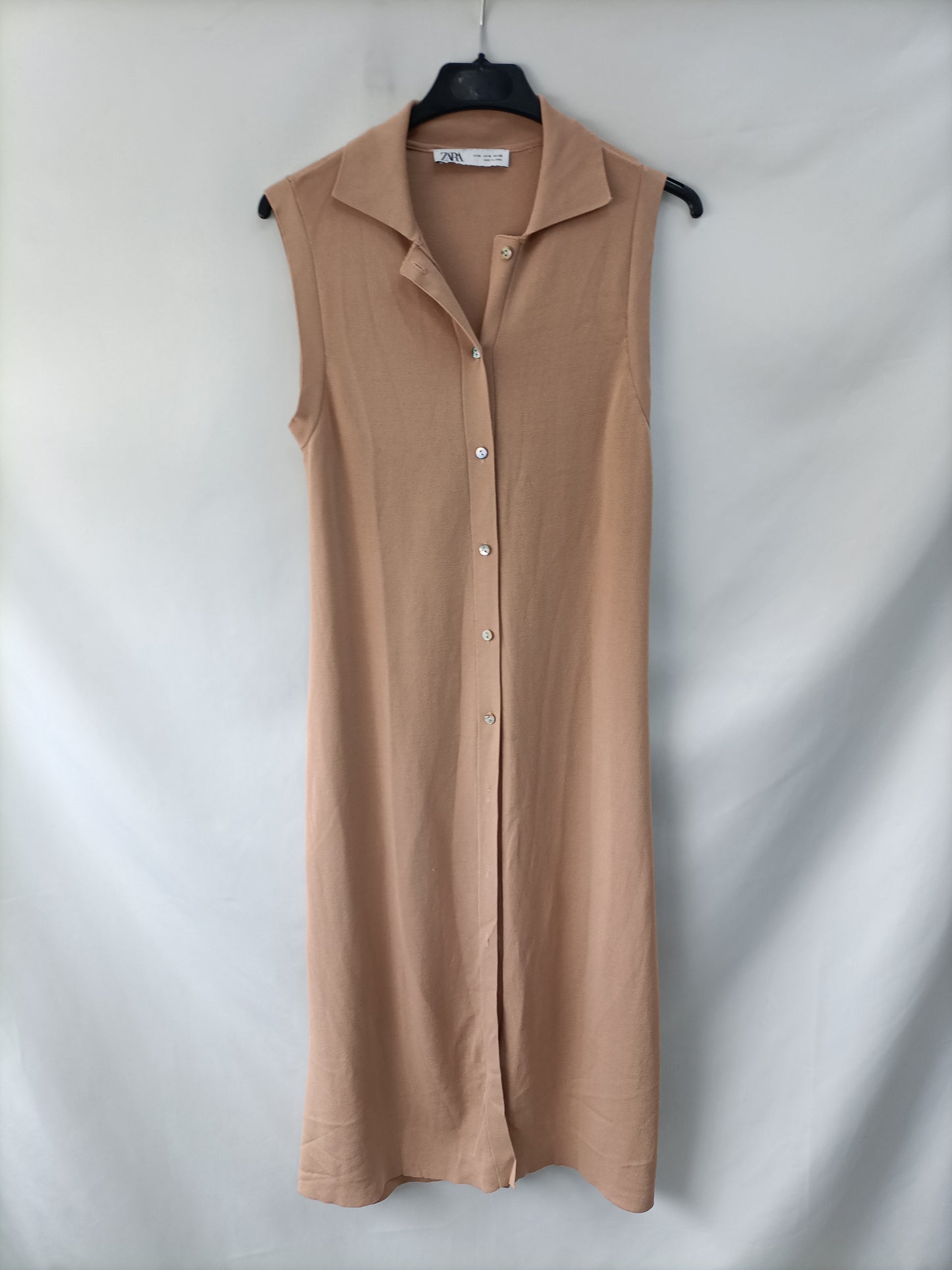 ZARA. Vestido/chaleco camel punto T.m