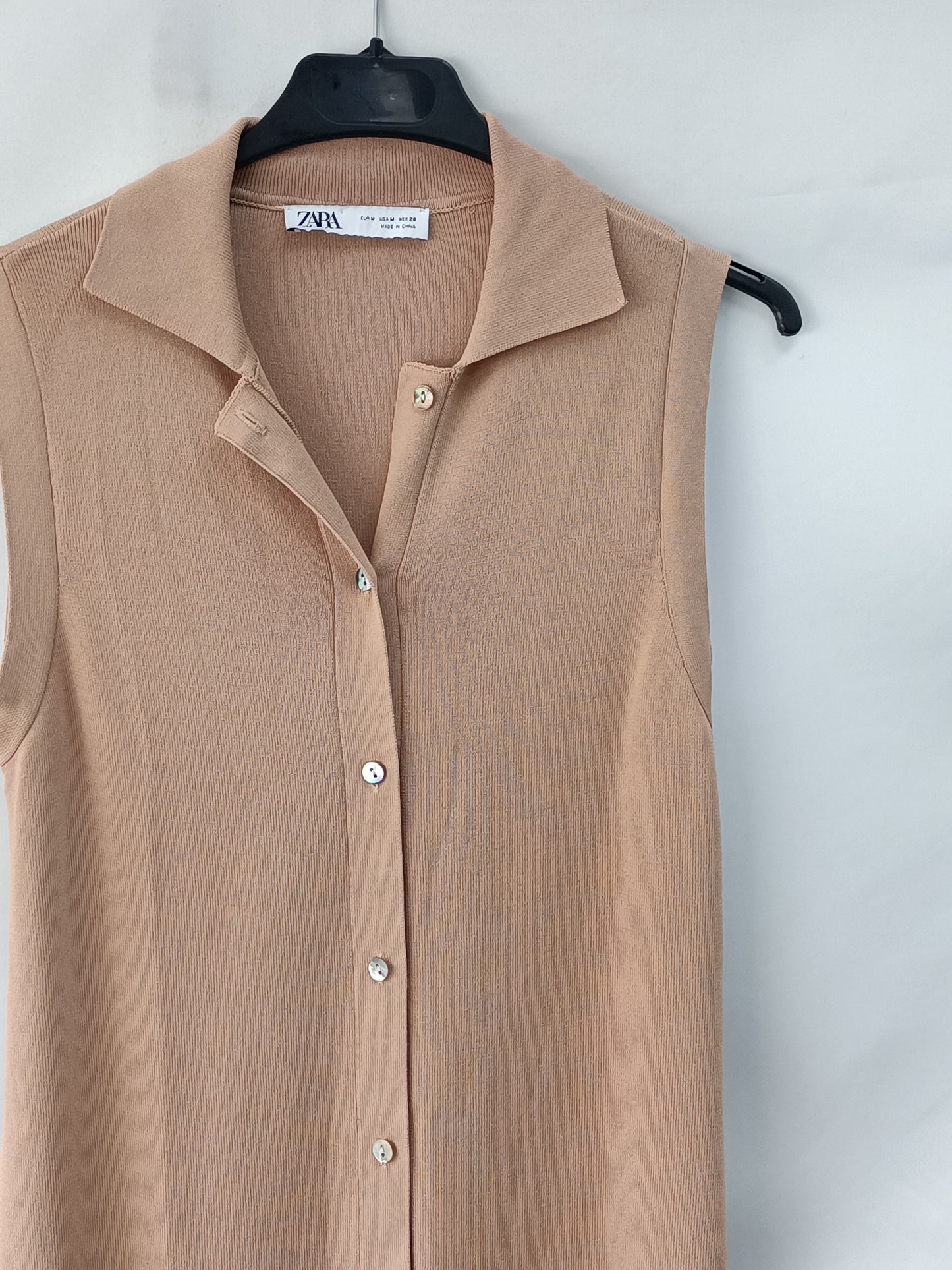 ZARA. Vestido/chaleco camel punto T.m
