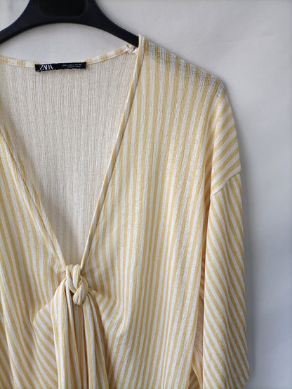 ZARA. Vestido midi rayas T. L