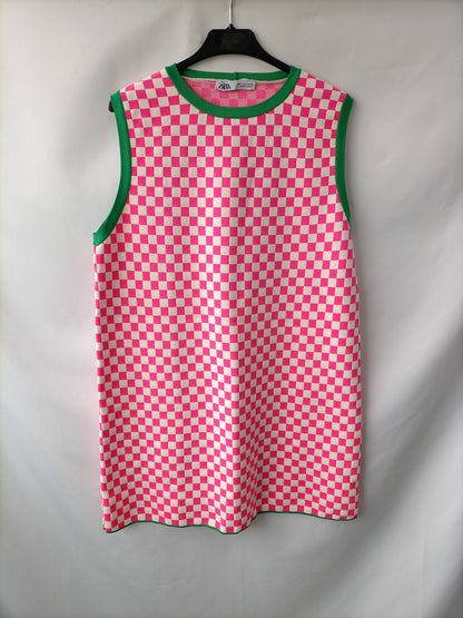 ZARA. Checked knit dress Tl