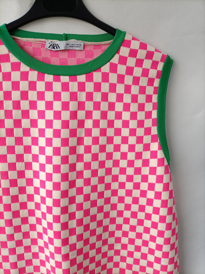 ZARA. Checked knit dress Tl